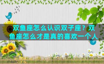 双鱼座怎么认识双子座？双鱼座怎么才是真的喜欢一个人