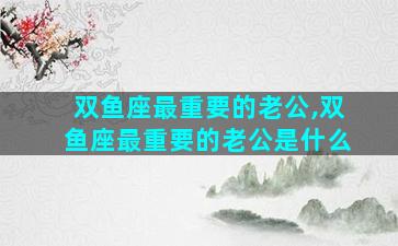 双鱼座最重要的老公,双鱼座最重要的老公是什么