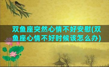 双鱼座突然心情不好安慰(双鱼座心情不好时候该怎么办)