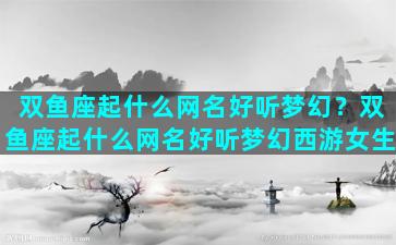 双鱼座起什么网名好听梦幻？双鱼座起什么网名好听梦幻西游女生