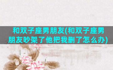 和双子座男朋友(和双子座男朋友吵架了他把我删了怎么办)