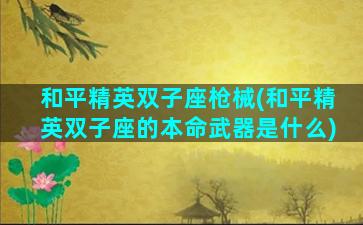 和平精英双子座枪械(和平精英双子座的本命武器是什么)
