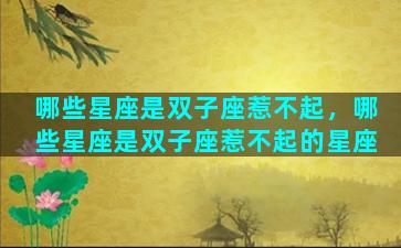 哪些星座是双子座惹不起，哪些星座是双子座惹不起的星座