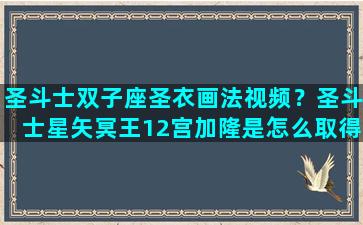 圣斗士双子座圣衣画法视频？圣斗士星矢冥王12宫加隆是怎么取得双子座圣衣的