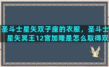 圣斗士星矢双子座的衣服，圣斗士星矢冥王12宫加隆是怎么取得双子座圣衣的