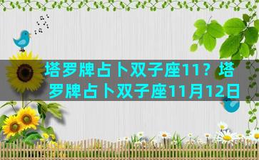 塔罗牌占卜双子座11？塔罗牌占卜双子座11月12日