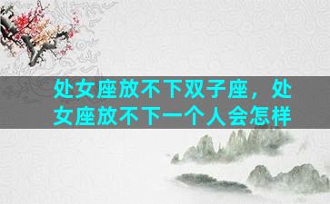 处女座放不下双子座，处女座放不下一个人会怎样