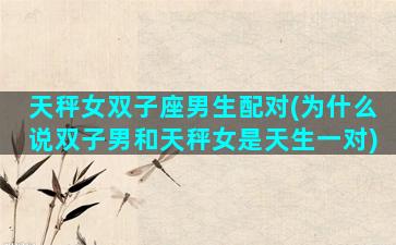 天秤女双子座男生配对(为什么说双子男和天秤女是天生一对)