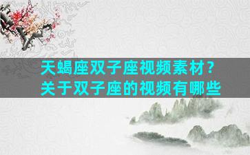 天蝎座双子座视频素材？关于双子座的视频有哪些
