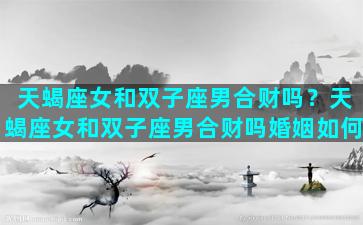 天蝎座女和双子座男合财吗？天蝎座女和双子座男合财吗婚姻如何