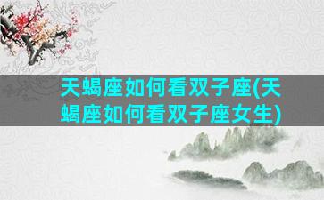 天蝎座如何看双子座(天蝎座如何看双子座女生)