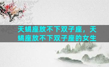 天蝎座放不下双子座，天蝎座放不下双子座的女生