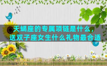 天蝎座的专属项链是什么，送双子座女生什么礼物最合适