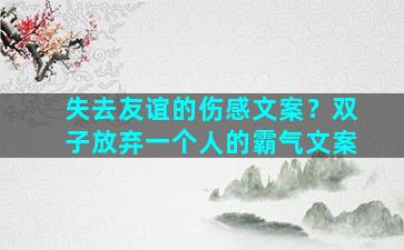 失去友谊的伤感文案？双子放弃一个人的霸气文案