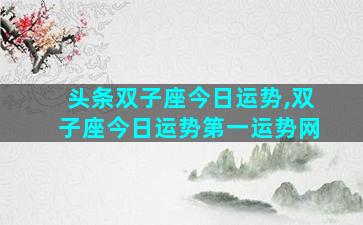 头条双子座今日运势,双子座今日运势第一运势网