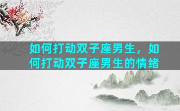 如何打动双子座男生，如何打动双子座男生的情绪