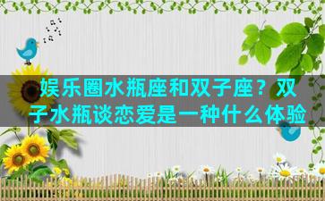 娱乐圈水瓶座和双子座？双子水瓶谈恋爱是一种什么体验