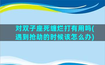 对双子座死缠烂打有用吗(遇到抢劫的时候该怎么办)