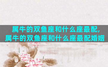 属牛的双鱼座和什么座最配,属牛的双鱼座和什么座最配婚姻