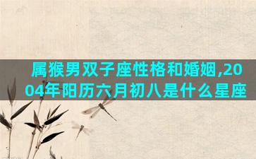 属猴男双子座性格和婚姻,2004年阳历六月初八是什么星座