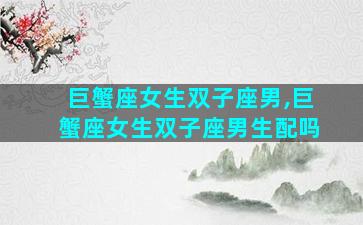 巨蟹座女生双子座男,巨蟹座女生双子座男生配吗