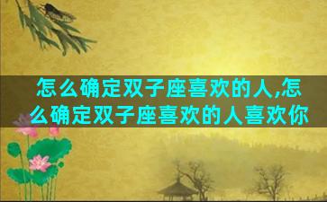怎么确定双子座喜欢的人,怎么确定双子座喜欢的人喜欢你