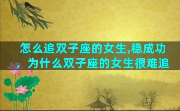 怎么追双子座的女生,稳成功，为什么双子座的女生很难追