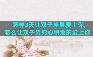 怎样3天让双子座男爱上你,怎么让双子男死心塌地的爱上你