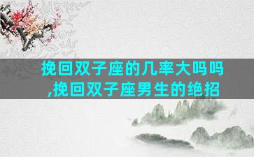 挽回双子座的几率大吗吗,挽回双子座男生的绝招
