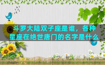斗罗大陆双子座是谁，各种星座在绝世唐门的名字是什么