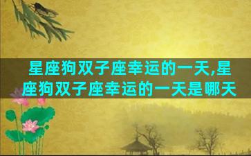 星座狗双子座幸运的一天,星座狗双子座幸运的一天是哪天