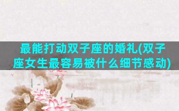 最能打动双子座的婚礼(双子座女生最容易被什么细节感动)