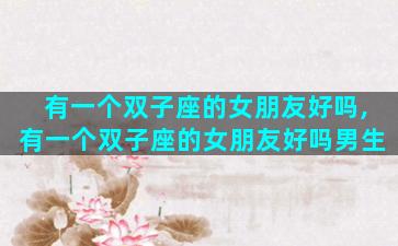 有一个双子座的女朋友好吗,有一个双子座的女朋友好吗男生