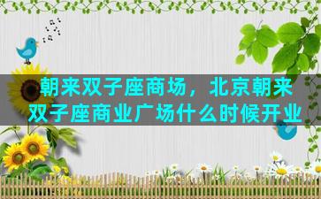 朝来双子座商场，北京朝来双子座商业广场什么时候开业