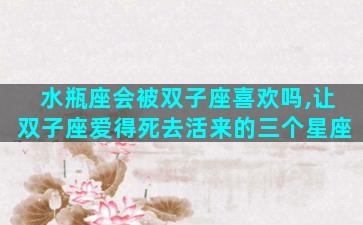 水瓶座会被双子座喜欢吗,让双子座爱得死去活来的三个星座
