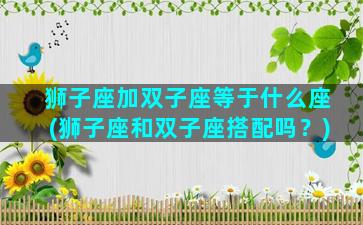 狮子座加双子座等于什么座(狮子座和双子座搭配吗？)