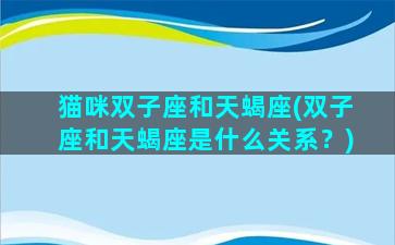 猫咪双子座和天蝎座(双子座和天蝎座是什么关系？)