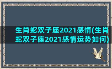 生肖蛇双子座2021感情(生肖蛇双子座2021感情运势如何)