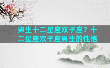 男生十二星座双子座？十二星座双子座男生的性格