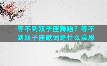 等不到双子座舞蹈？等不到双子座歌词是什么意思