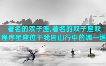 著名的双子座,著名的双子座双程序星座位于我国山行中的哪一垣