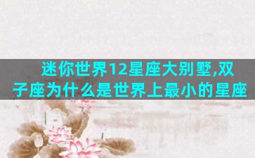 迷你世界12星座大别墅,双子座为什么是世界上最小的星座
