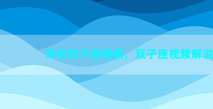 采访双子座视频，双子座视频解说