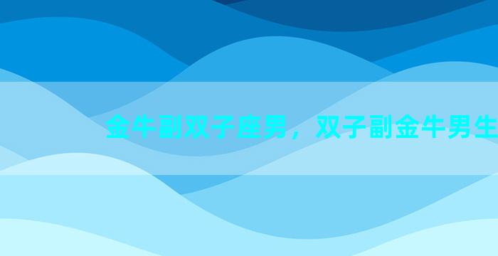 金牛副双子座男，双子副金牛男生