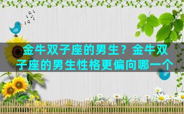 金牛双子座的男生？金牛双子座的男生性格更偏向哪一个