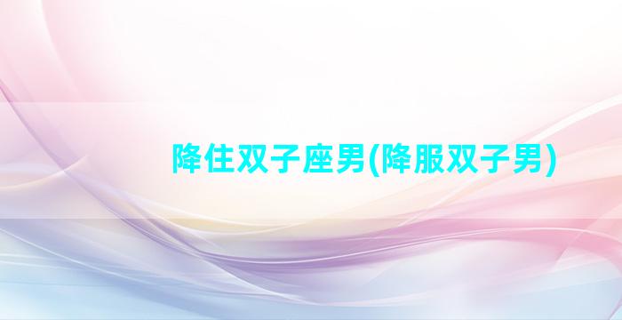 降住双子座男(降服双子男)