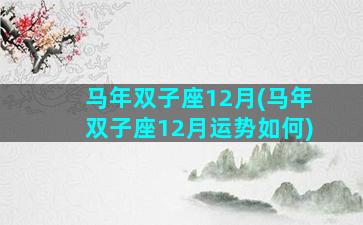 马年双子座12月(马年双子座12月运势如何)