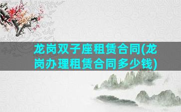 龙岗双子座租赁合同(龙岗办理租赁合同多少钱)